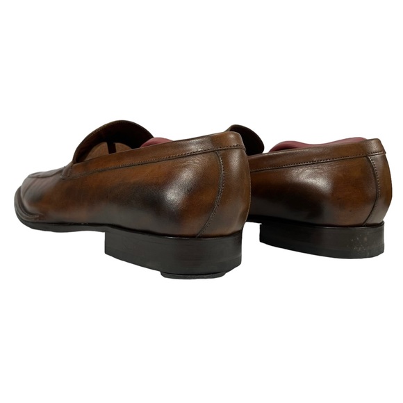 Johnston & Murphy Mens 9 Brown‎ Full Grain Leather Slip On Loafers Shoe
